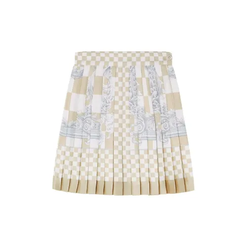 VERSACE Barocco Checkerboard-Printed Pleated Mini Skirt