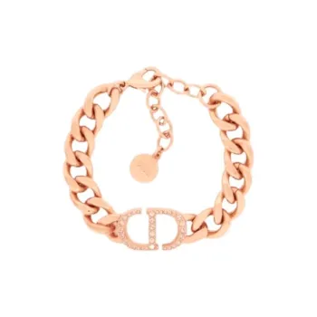 DIOR Metal Rhinestone Bracelets Women's Rose Gold