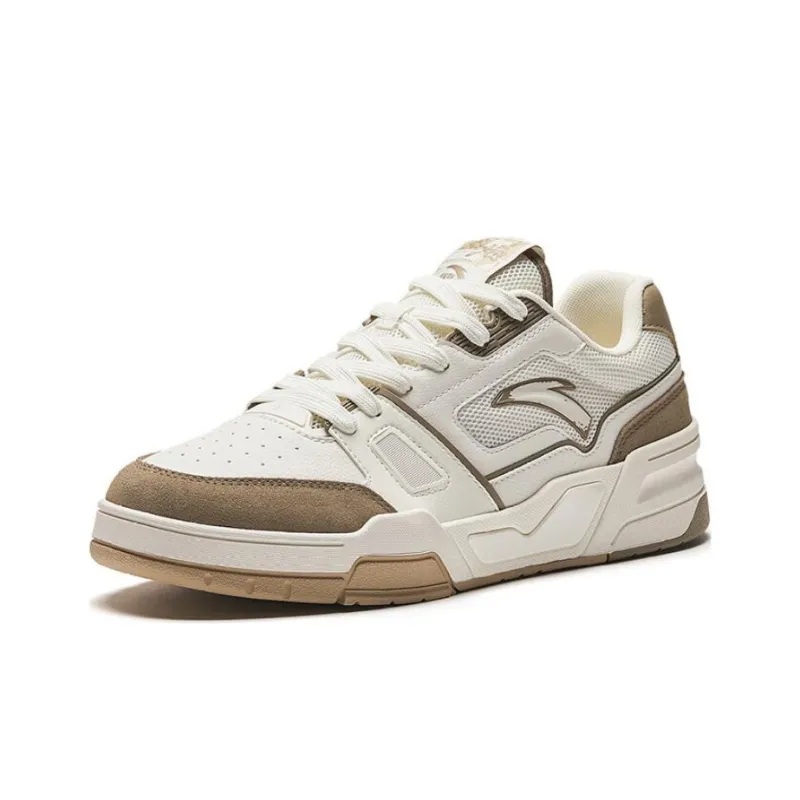 Anta Flame 5 Slip Resistant Low Top Skateboard Shoes Men's White Brown-1