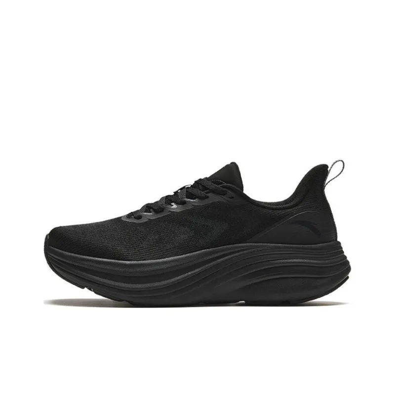Anta Cushioning Lightweight Low Top Running Shoes Women's Black-0