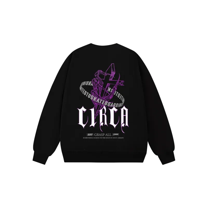 C1RCA American Luxury Streetwear Vintage Cross Letter Logo Print Sweatshirt Unisex-35
