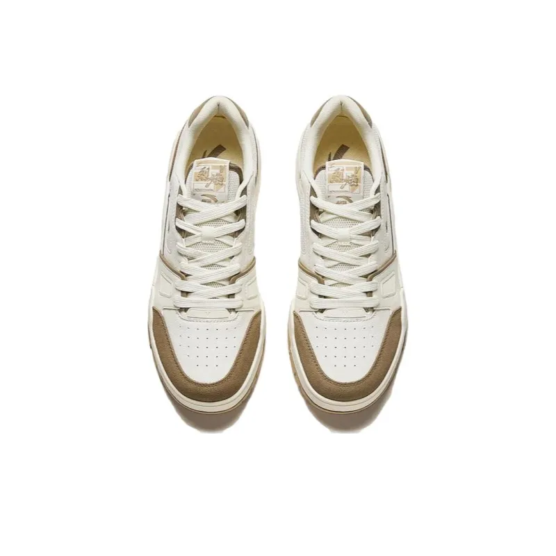 Anta Flame 5 Slip Resistant Low Top Skateboard Shoes Men's White Brown-2