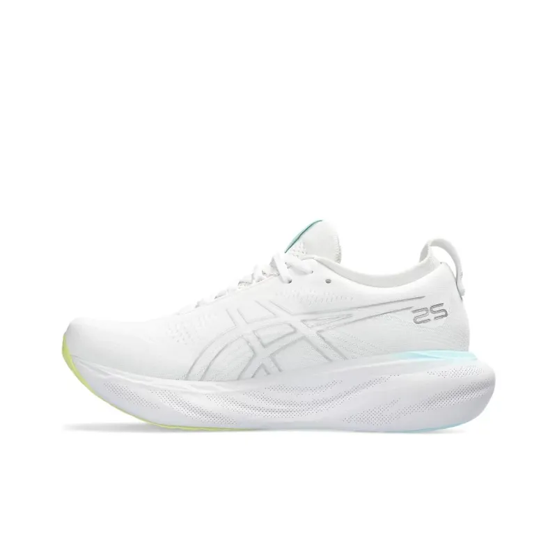 Asics Gel Nimbus 25 White Pure Silver Yellow Women's-0
