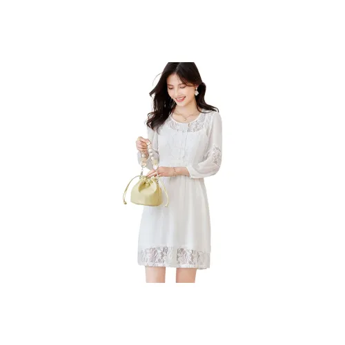 Like the age of water Long-Sleeved Dresses Women's White