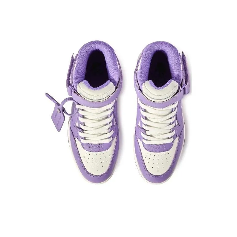 OFF WHITE Out Of Office High Top Skateboard Shoes Women's White Purple & Color-4