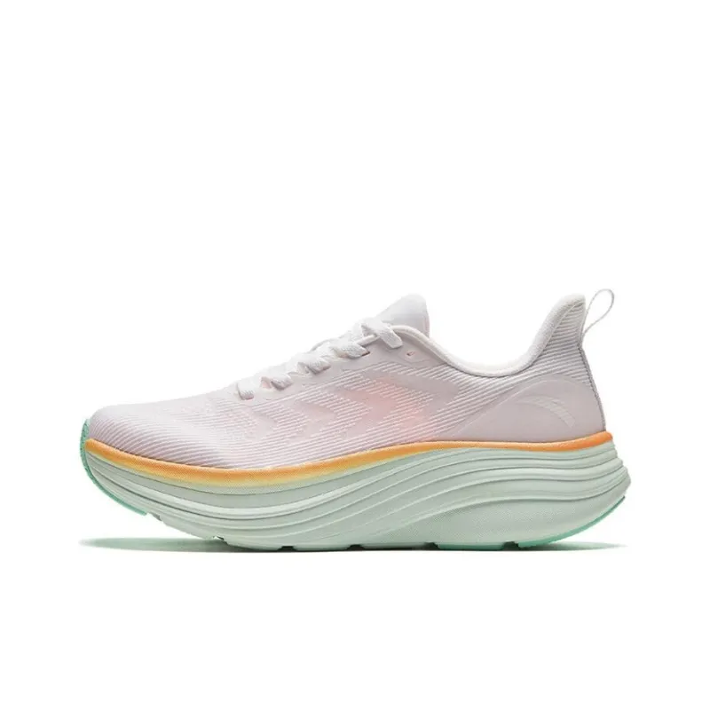 Anta Cushioning Lightweight Low Top Casual Running Shoes Women's Pink Green-0