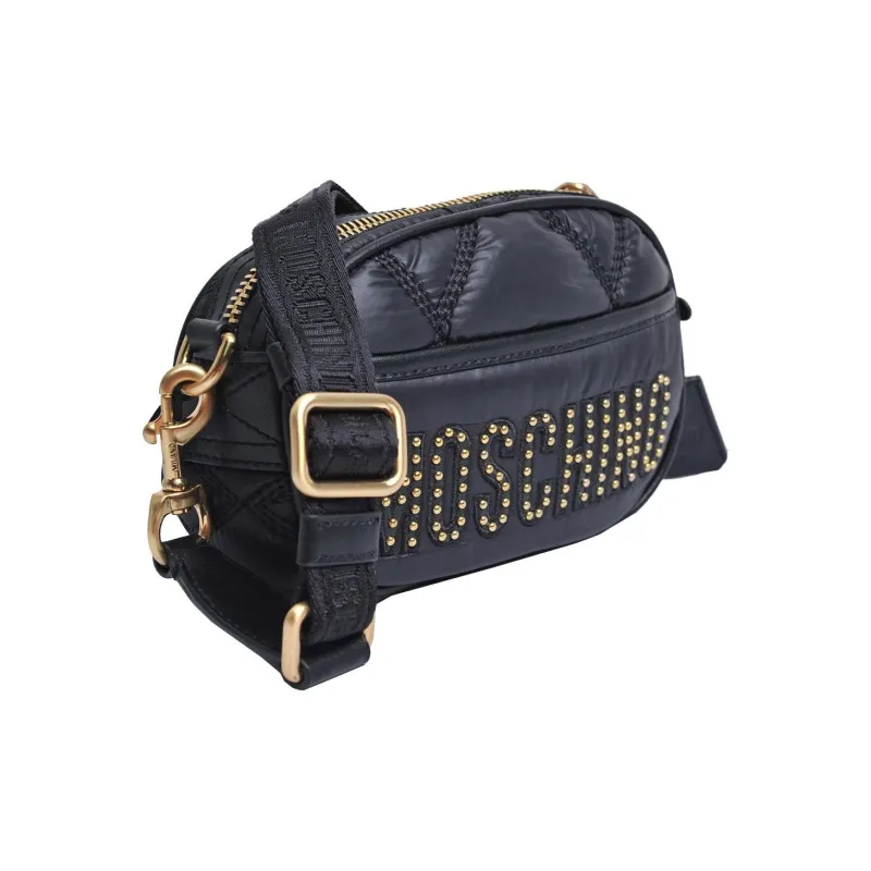 MOSCHINO Nylon With Cow Leather Shoulder Bag, Crossbody Bag Women's Black-2