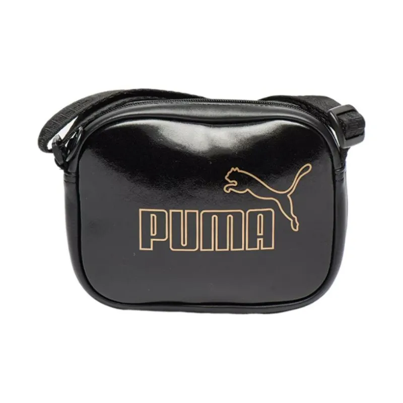 PUMA Artificial Leather Small Square Bag, Camera Bag, Shoulder Bag, Crossbody Bag Regular Women's Black Gold-3