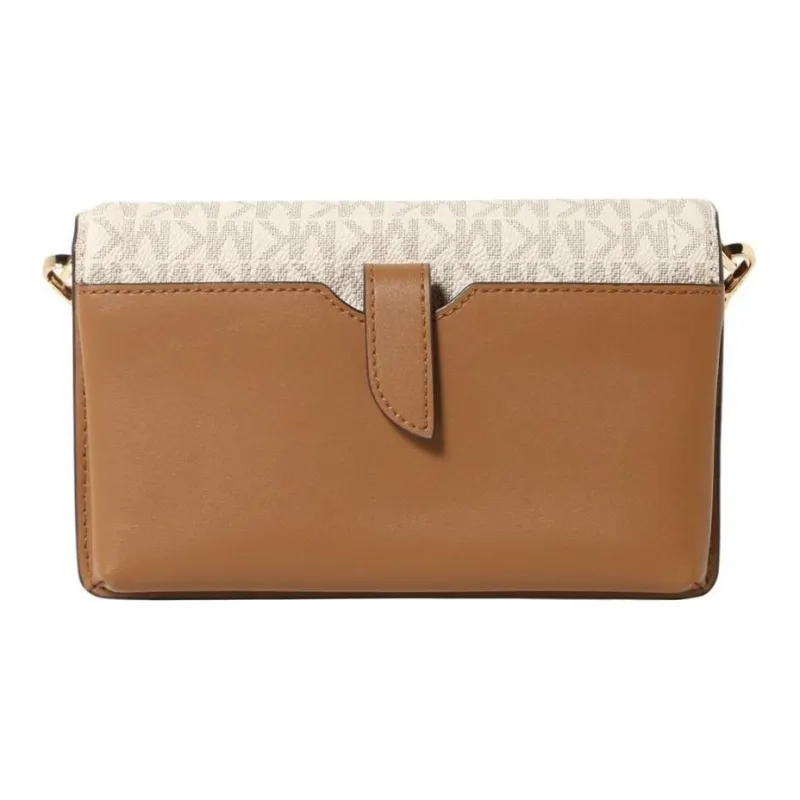 MICHAEL KORS Jet Set Charm Canvas Leather Camera Bag, Crossbody Bag Small Size Women's Vanilla White & Acorn Brown-4