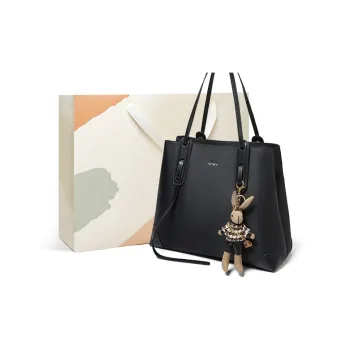 15 MINS Fabric Mom Bag Tote Bag Shoulder Bag Large Size Women's Khaki Brown/Black