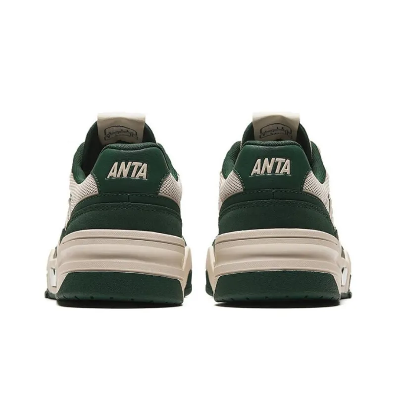 Anta Flame 5 Slip Resistant Low Top Skateboard Shoes Men's White Green-3