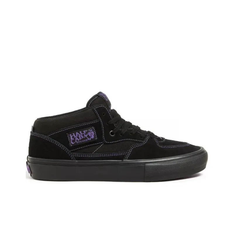 Vans Skate Half Cab Cushioning Wear Resistant Mid Top Skateboard Shoes Unisex Black Purple-1