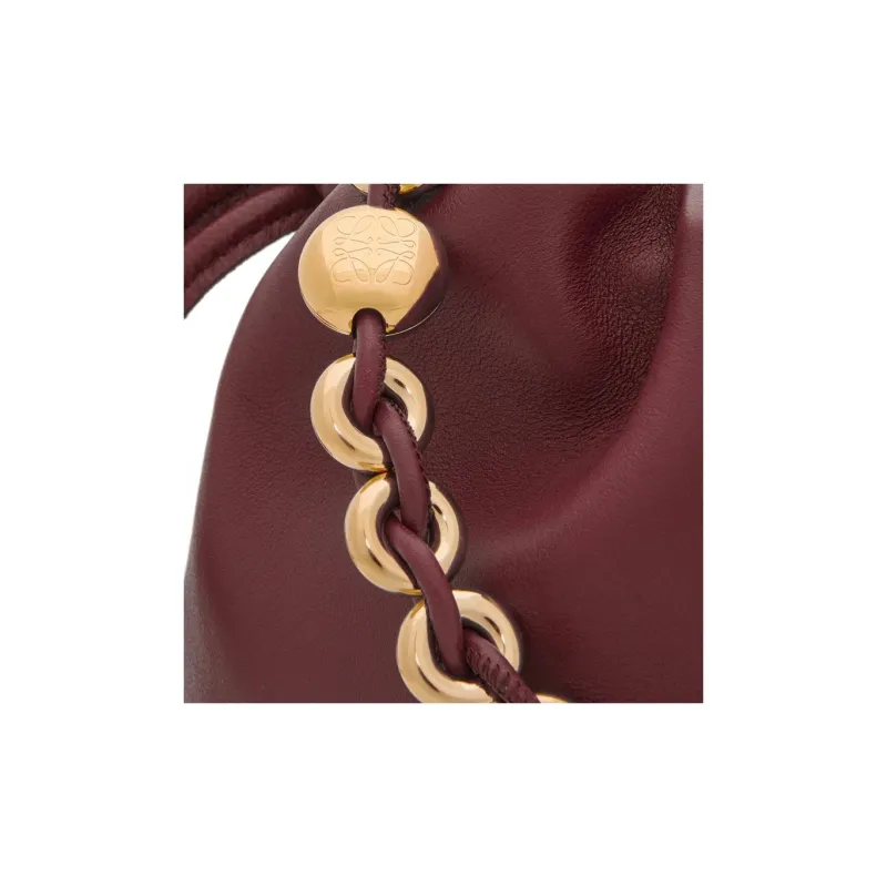 LOEWE Flamenco Nappa Sheep Leather One Shoulder Crossbody Clutches Mini Women's Deep Burgundy Red-8