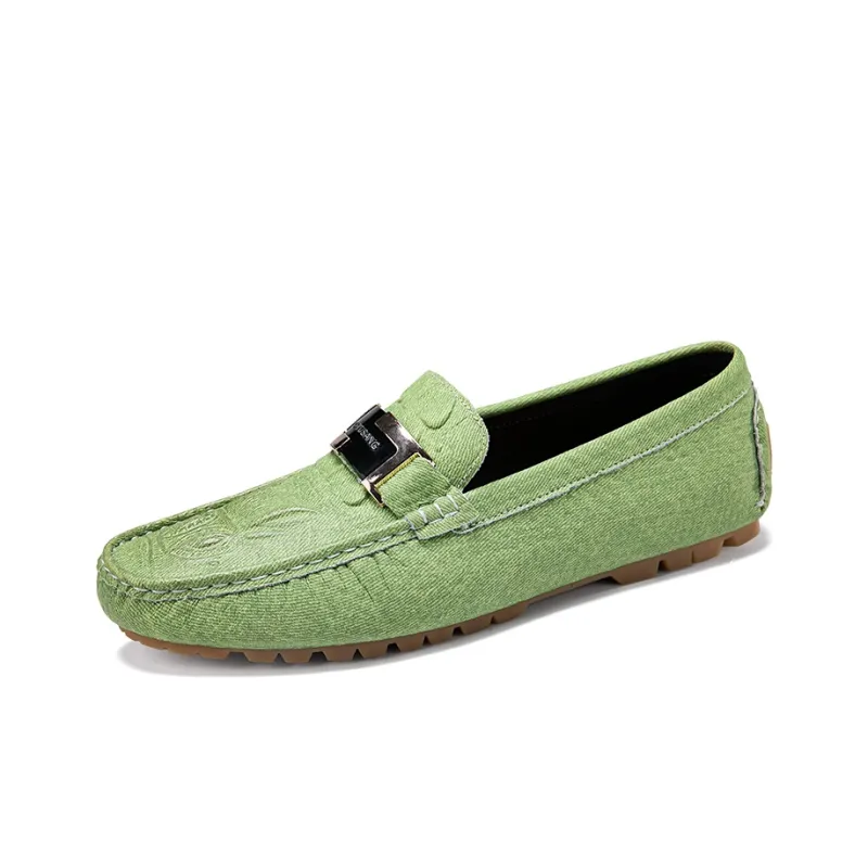 CKVUSAMG Gommino Loafers Men Apple Green/Dark Sky Blue/Beige-1