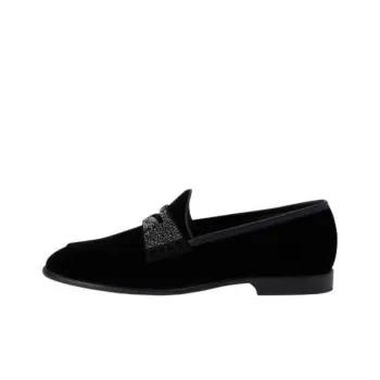 giuseppe zanotti Ermy Rhinestone detail Velvet Loafers