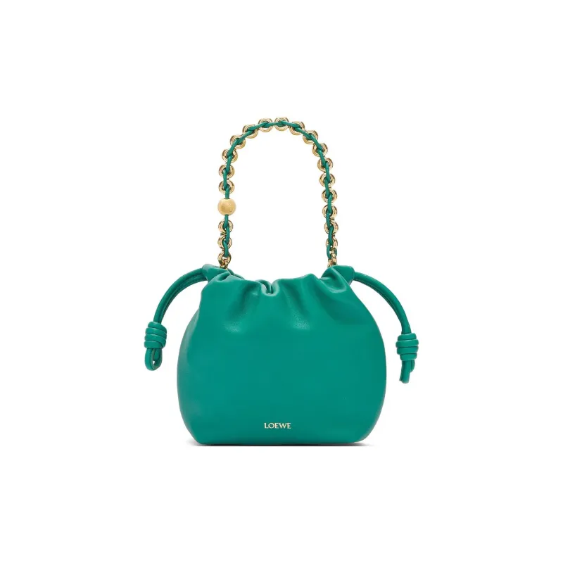LOEWE Flamenco Nappa Sheepskin One Shoulder Crossbody Clutch Mini Women's Jadeite Green-1