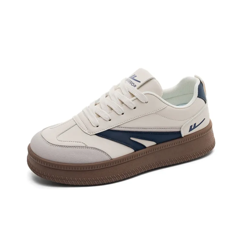 Warrior German Army Trainers Wear Resistant Breathable Slip Resistant Low Top Skateboard Shoes Women's Beige Gray Blue-1