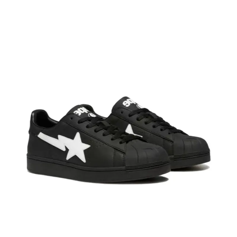 A BATHING APE SKULL STA Stylish Skateboarding Shoes Men's Black White-3