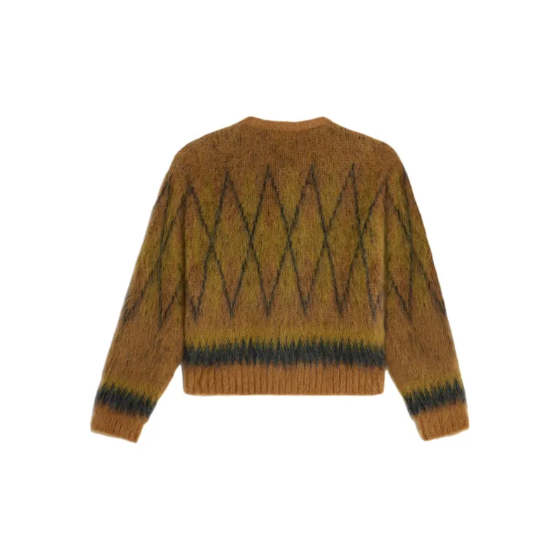 CELINE Cardigan Jacket In Brushed Argyle Mohair-1