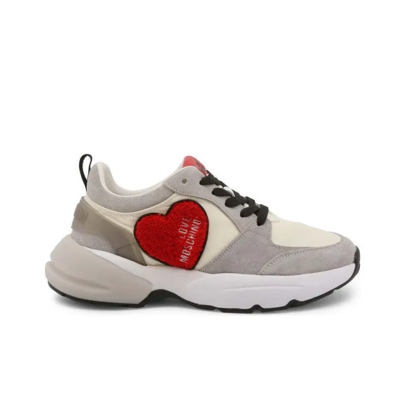 LOVE MOSCHINO Height Increasing Low Top Casual Shoes Women's Gray White-1