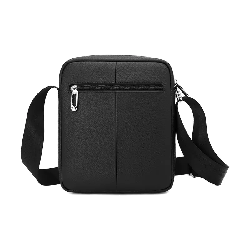 MEXICAN Litchi Grain Cow Leather With Synthetic Leather Shoulder Bag, Crossbody Bag Regular Men's Black-3