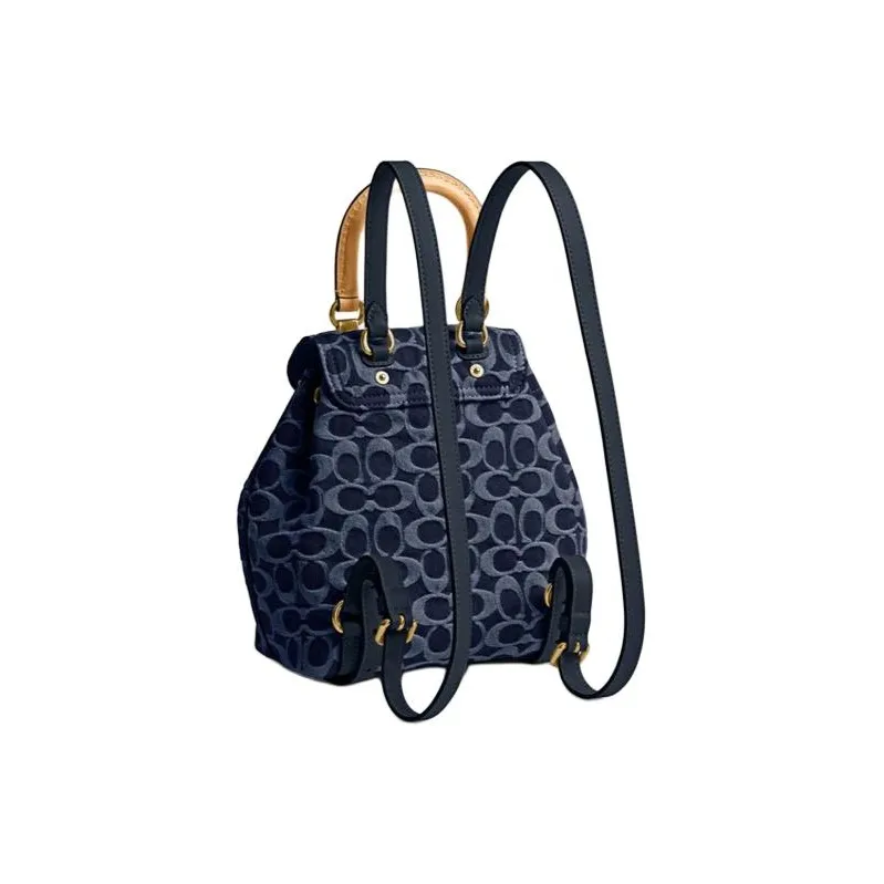 COACH Riya Fabric Backpack Medium Size Women's Blue-1