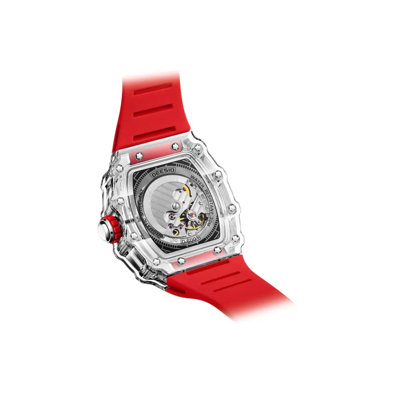 DEESIO Gold Finger Collection Automatic Mechanical Movement Rubber Strap Watch Men's Watches Black Dial-5