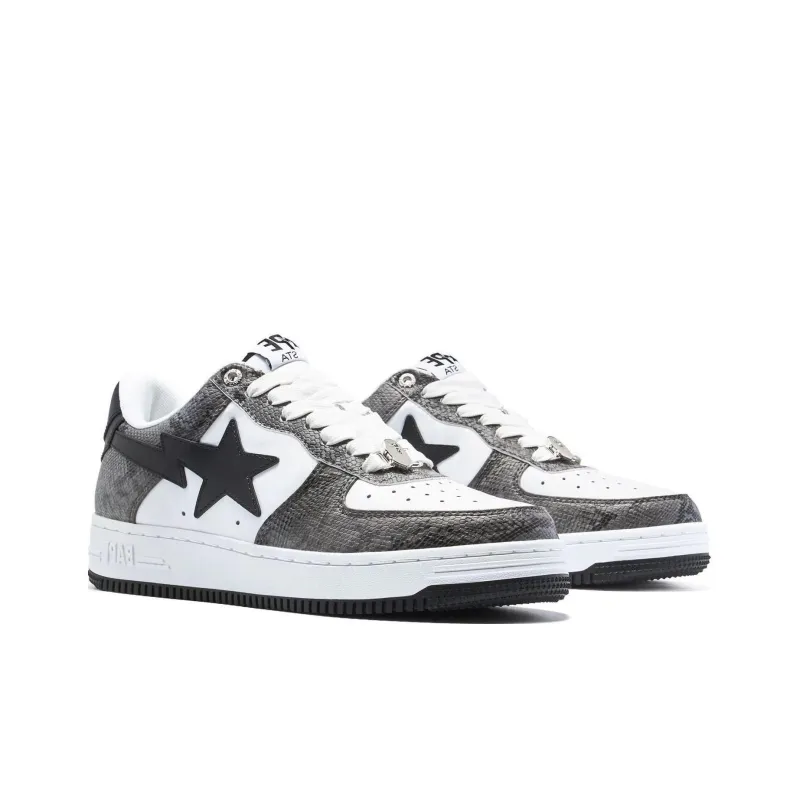 A BATHING APE STA Wear Resistant Low Top Skateboard Shoes Women's Black White-3