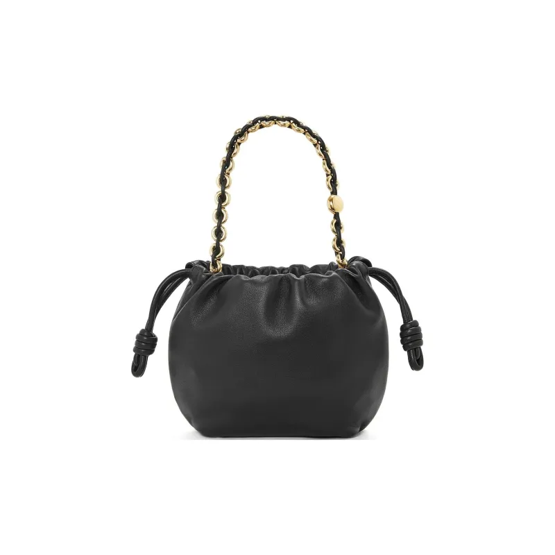 LOEWE Flamenco Nappa Sheepskin One Shoulder Crossbody Clutch Mini Women's Black-4
