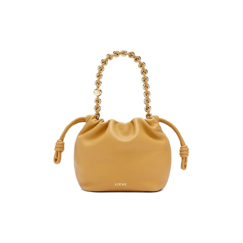 LOEWE Flamenco Nappa Sheepskin One Shoulder Crossbody Clutch Mini Women's Desert Yellow-1