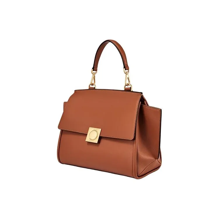 DISSONA Cow Leather Handbag, Shoulder Bag Tubas Women's Brown-1