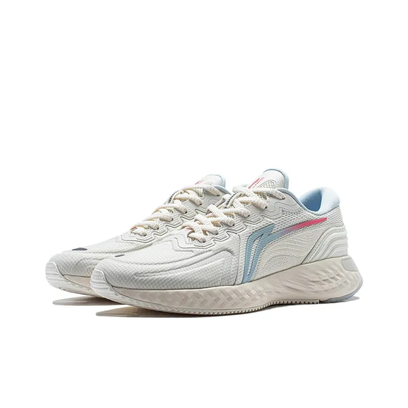 LiNing Cloud Shield Cushioning Reflective Rebound Low Top Running Shoes Women's Ecru-2