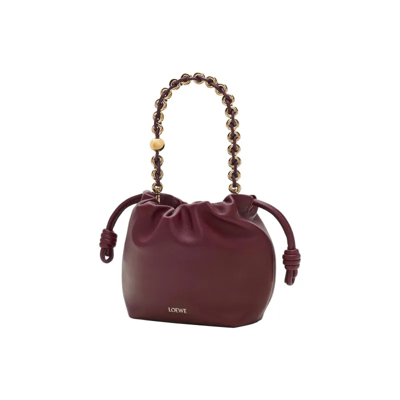 LOEWE Flamenco Nappa Sheep Leather One Shoulder Crossbody Clutches Mini Women's Deep Burgundy Red-2