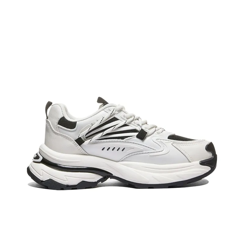 Warrior Breathable Height Increasing Low Top Chunky Sneakers Women's Beige Black-2