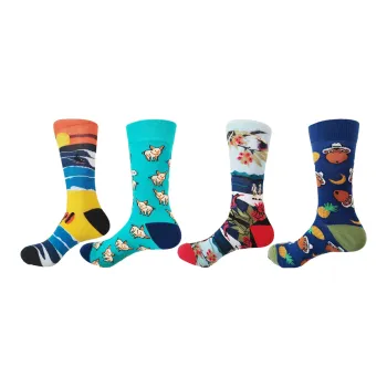 Flowers In Water Mid Calf Socks Men's 4 Pack