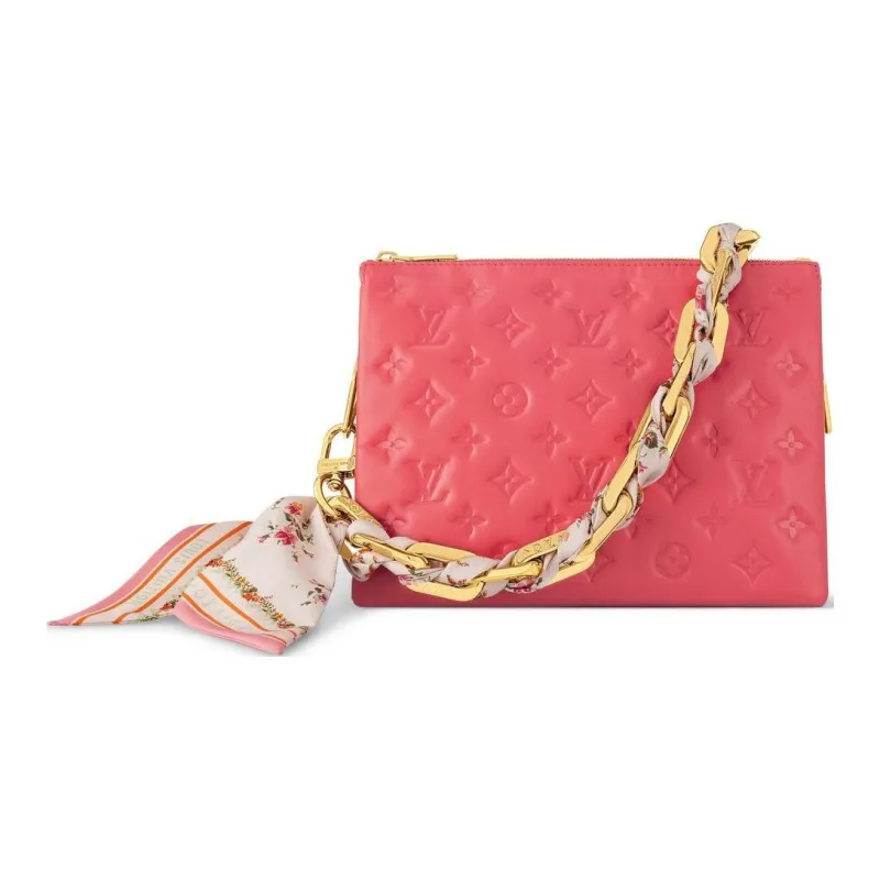 LOUIS VUITTON Coussin Leather Handbag, Shoulder Bag, Crossbody Bag Trumpets Women's Red-0