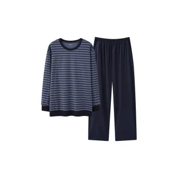 MIIOW Pajama Set Men's Navy Blue Stripes