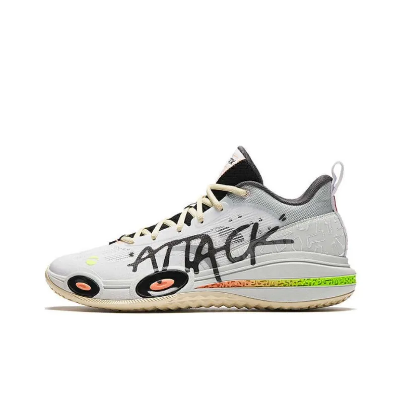 Anta Raid Slip Resistant Low Top Basketball Shoes Women's Gray Green-0