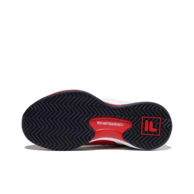 FILA Cushioned Slip Resistant Breathable Low Top Tennis Shoes Unisex Red White Black-3