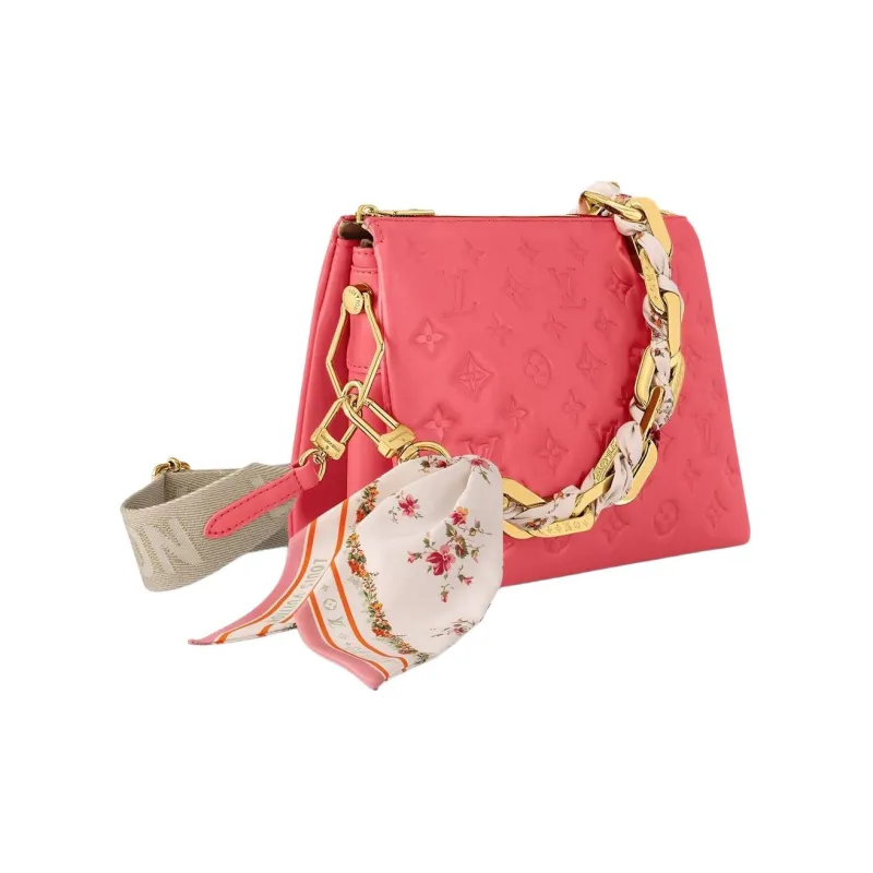 LOUIS VUITTON Coussin Leather Handbag, Shoulder Bag, Crossbody Bag Trumpets Women's Red-1