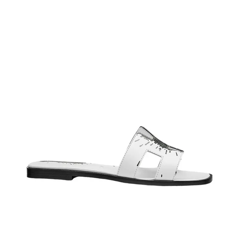 HERMES Oran Odor Resistant Slide Slippers Women's White-1