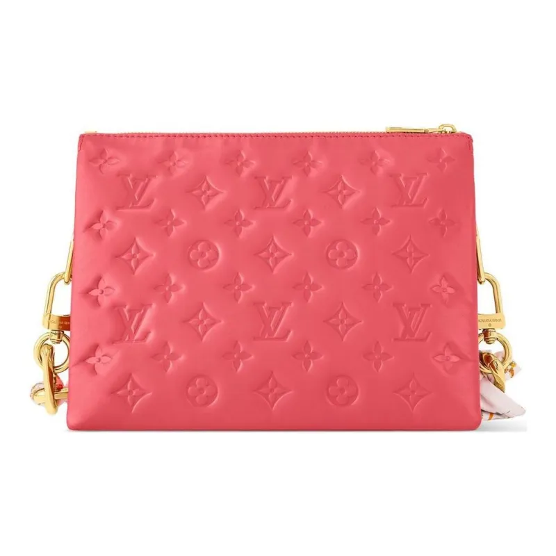 LOUIS VUITTON Coussin Leather Handbag, Shoulder Bag, Crossbody Bag Trumpets Women's Red-2