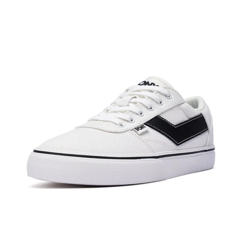 PONY SKATE Slip Resistant Cushioning Breathable Low Top Skateboard Shoes Unisex White Black-2