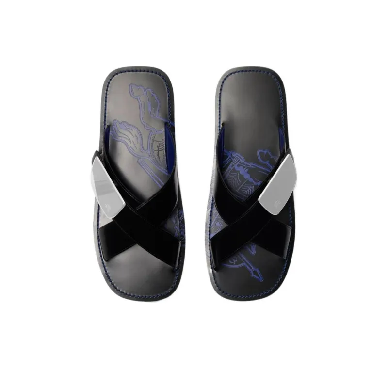 Burberry Slide Slippers Men's Black-4