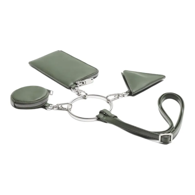 ZARA Polyurethane Triangle Bag Small Round Bag Crossbody Bag Shoulder Bag Bag Accessory Men's Green-2