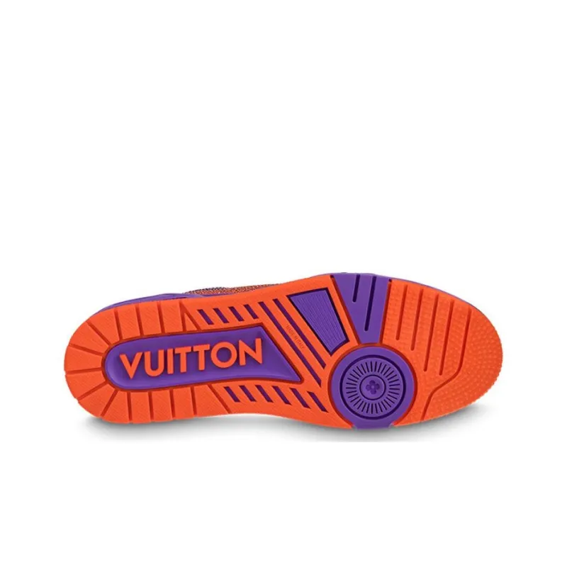 LOUIS VUITTON Trainer Low Top Stylish Skateboarding Shoes Men's Purple Orange-4