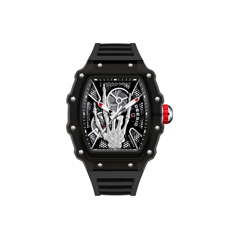 DEESIO Gold Finger Collection Automatic Mechanical Movement Rubber Strap Watch Men's Watches Black Dial-17