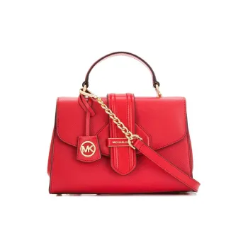 MICHAEL KORS MK Bleecker Genuine Leather Briefcase Shoulder Bag Crossbody Bag Handbag Women's Red