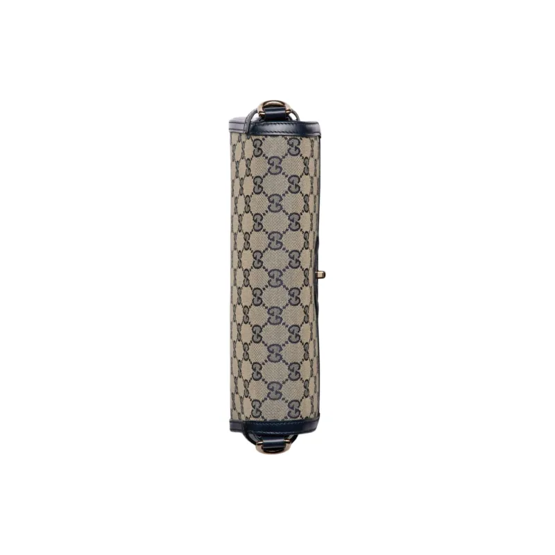 GUCCI Canvas With Leather Binding Crossbody Bag Shoulder Bag Women's Beige & Blue-5