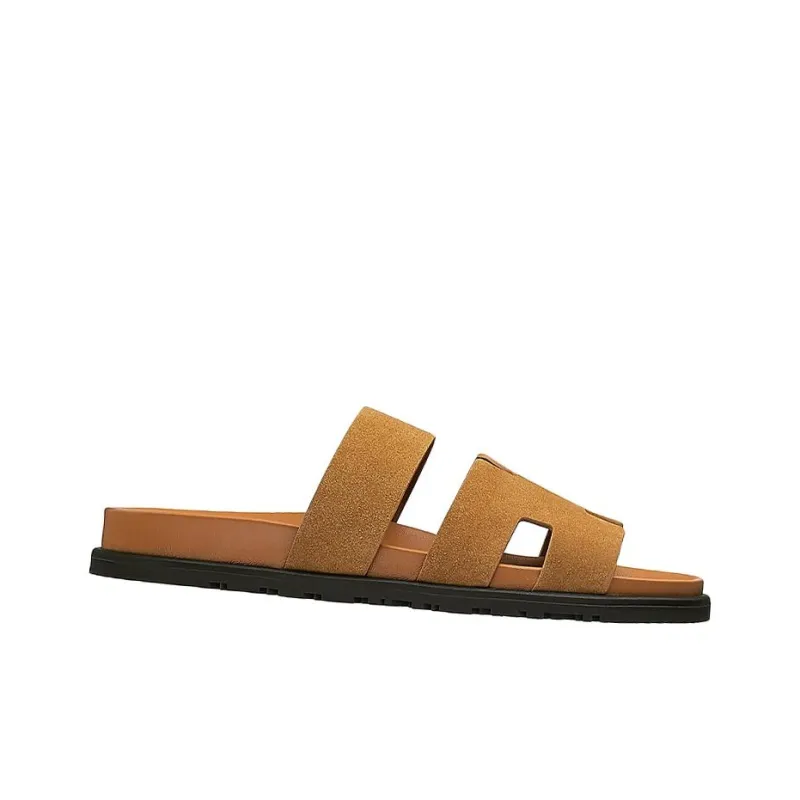 HERMES Ankara Slide Slippers Men's Brown-1